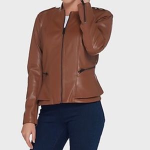 G.I.L.I. Faux Leather Double Peplum Jacket